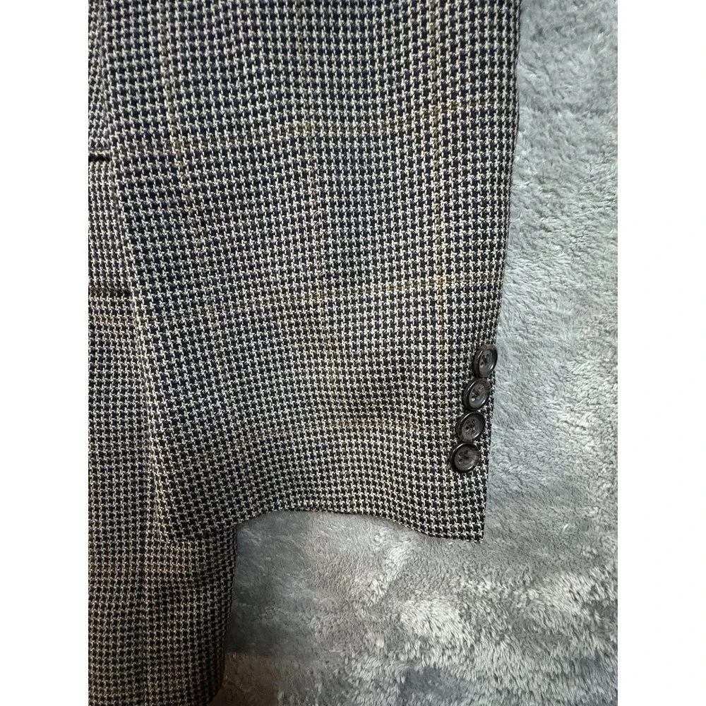 Jos A Bank Men's 46L (~49L) Black Ivory Houndstooth Sport Coat Silk Wool Blend